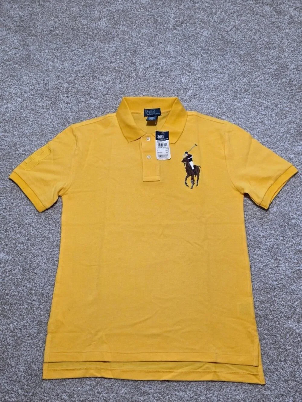 Polo By Ralph Lauren Youth Boys Yellow Polo Large Pony Logo Shirt Size L (14-16)